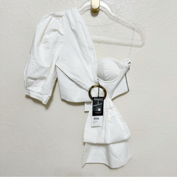 New Acler White One-Shoulder Top with Gold Ring size 4 - Picture 3 of 13